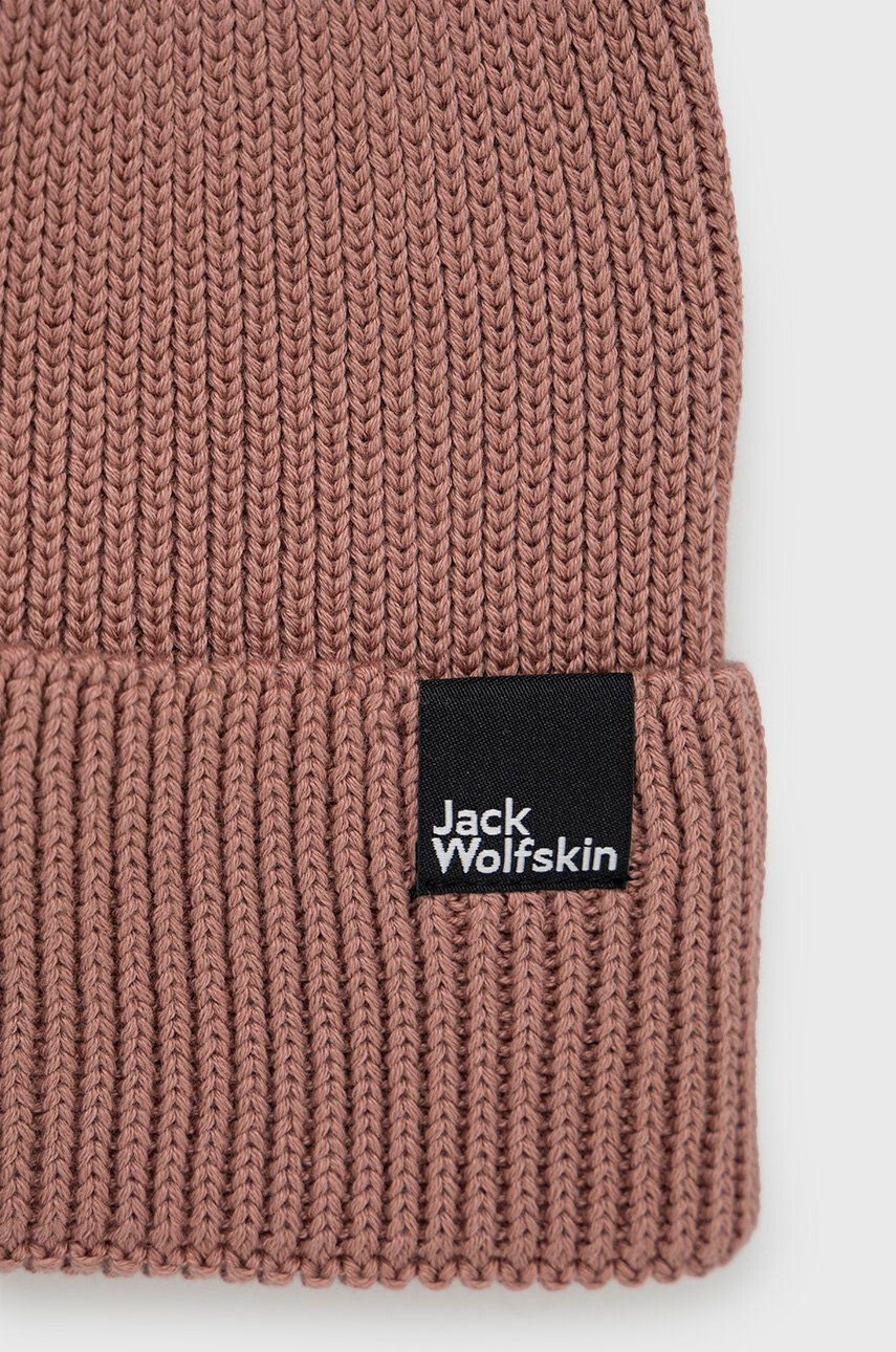 Jack Wolfskin Памучна шапка в розово с фина плетка от памук - Pepit.bg