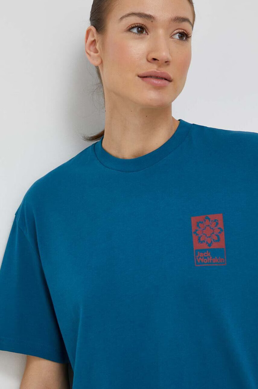 Jack Wolfskin Памучна тениска 10 в синьо с принт - Pepit.bg