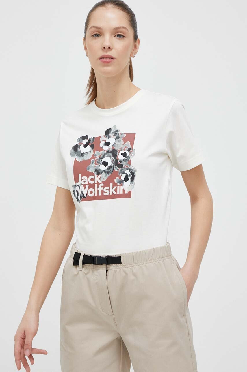 Jack Wolfskin Памучна тениска 10 в бежово - Pepit.bg