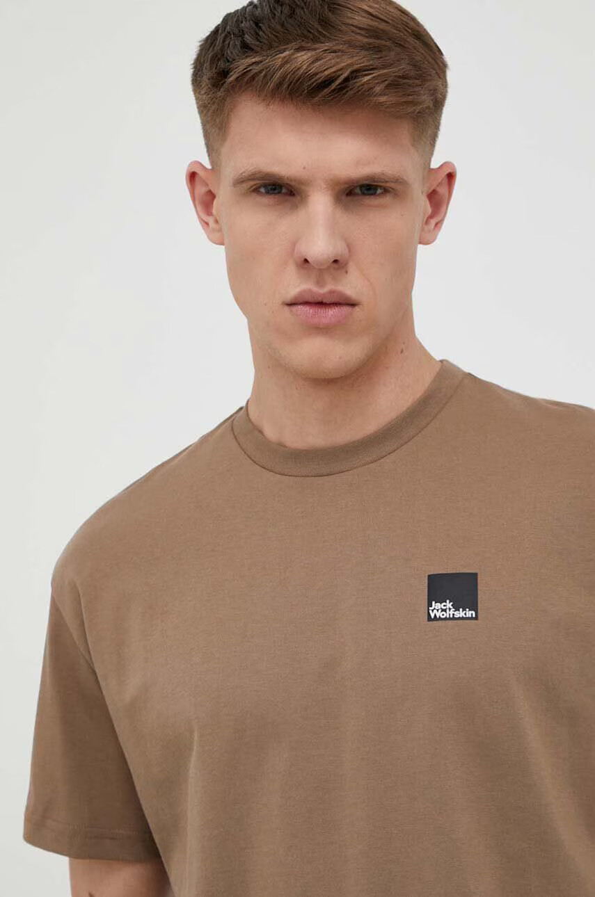 Jack Wolfskin Памучна тениска 10 в кафяво с принт - Pepit.bg