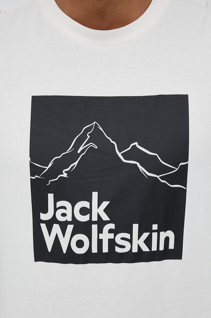 Jack Wolfskin Памучна тениска в бежово с десен - Pepit.bg