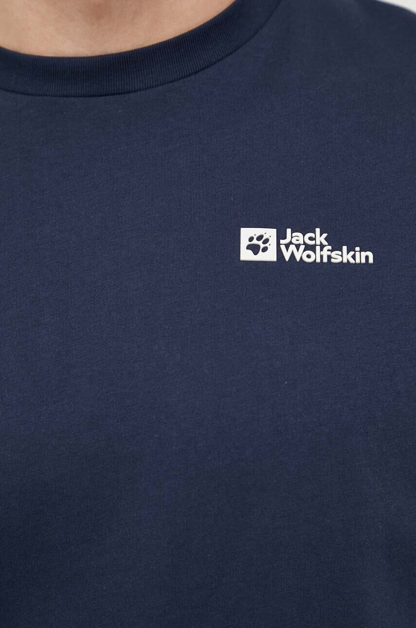Jack Wolfskin Памучна тениска в тъмносиньо с принт - Pepit.bg