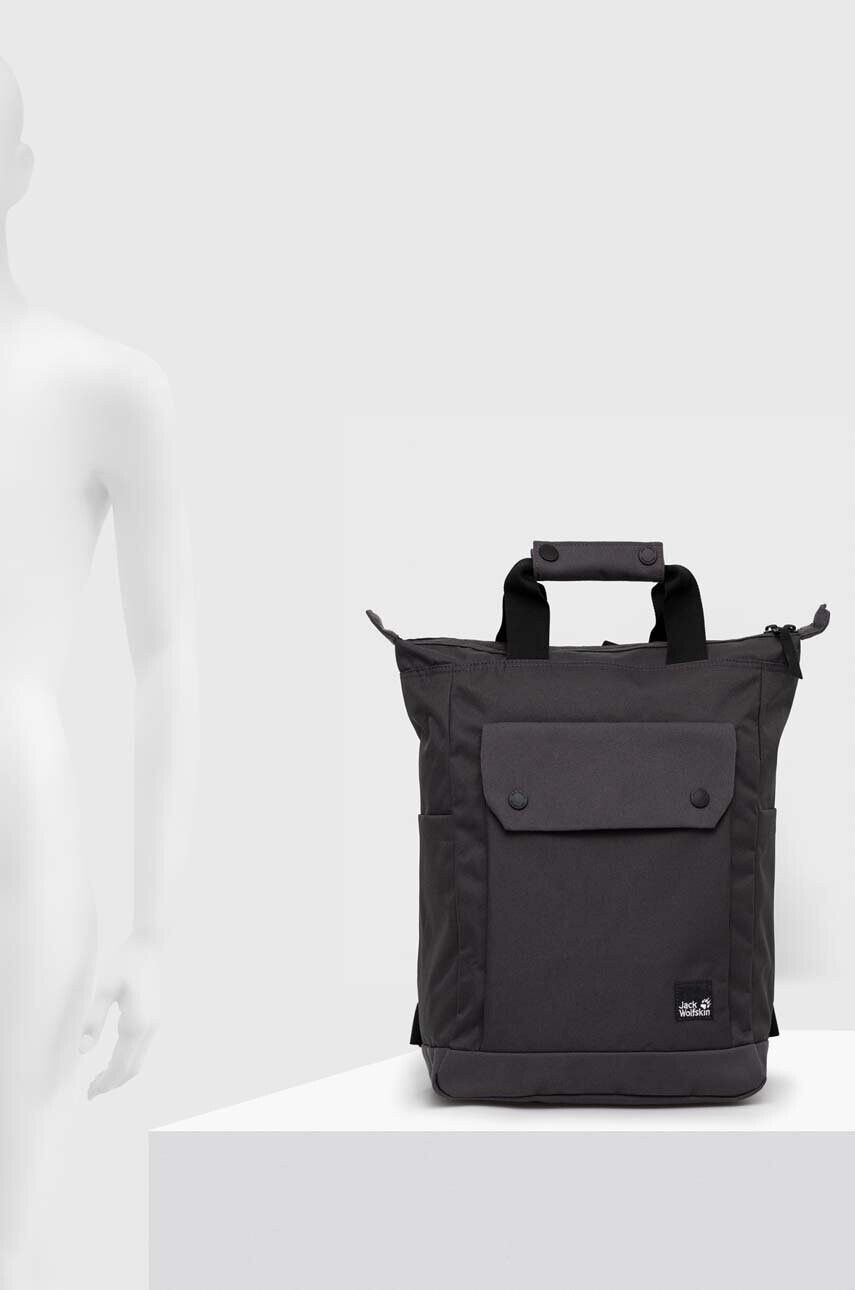 Jack Wolfskin Раница Cook Pack в сиво голям размер с изчистен дизайн - Pepit.bg