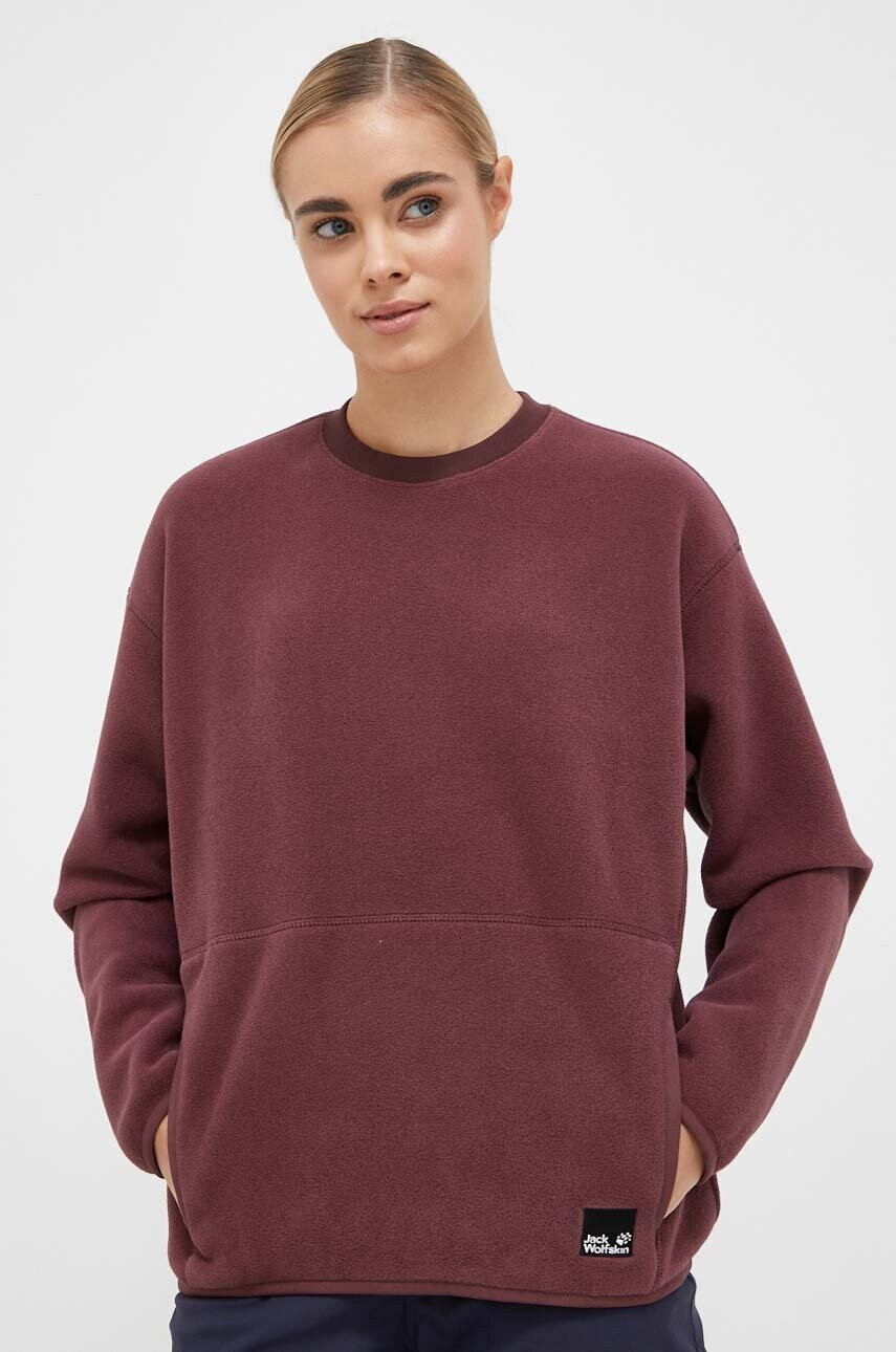 Jack Wolfskin Спортен суичър Osloer Pullover в бордо с изчистен дизайн - Pepit.bg