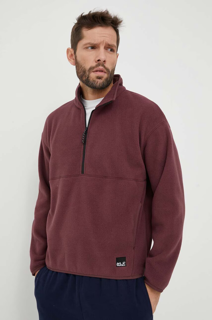 Jack Wolfskin Суичър в бордо с изчистен дизайн - Pepit.bg