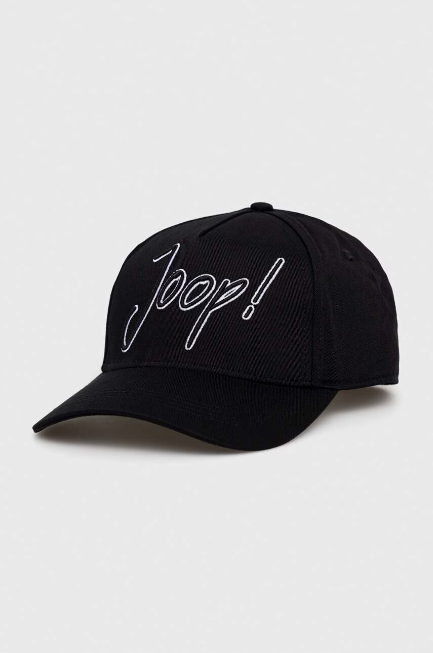 Joop! Памучна шапка с козирка в черно с принт - Pepit.bg