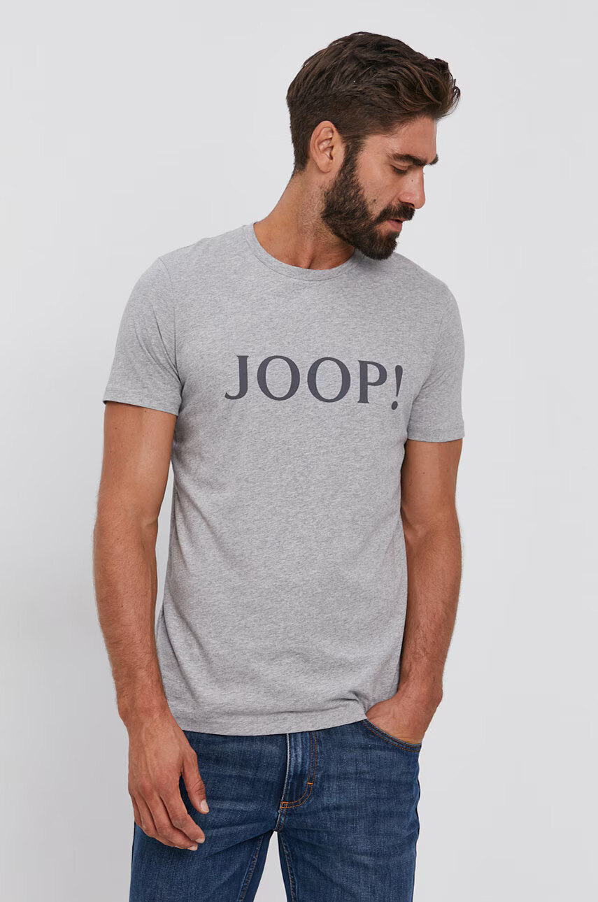 Joop! Памучна тениска в сиво с принт - Pepit.bg