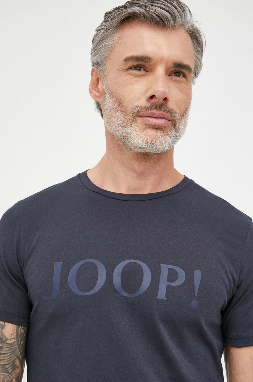 Joop! Памучна тениска в тъмносиньо с изчистен дизайн - Pepit.bg