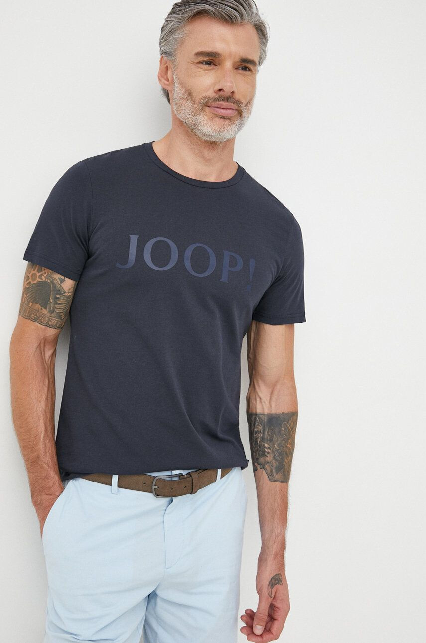 Joop! Памучна тениска в тъмносиньо с изчистен дизайн - Pepit.bg