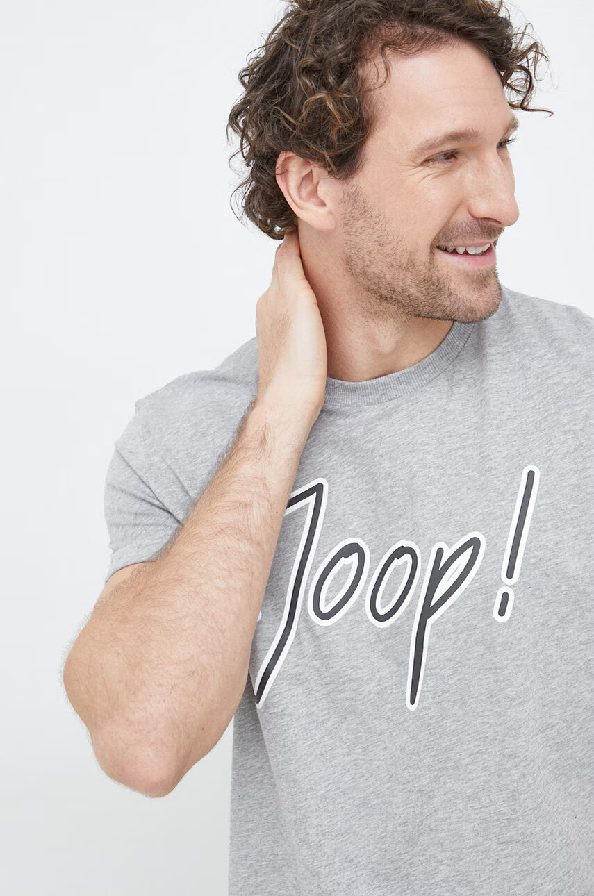 Joop! Памучна тениска в сиво с принт - Pepit.bg