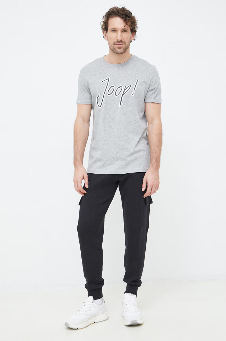 Joop! Памучна тениска в сиво с принт - Pepit.bg