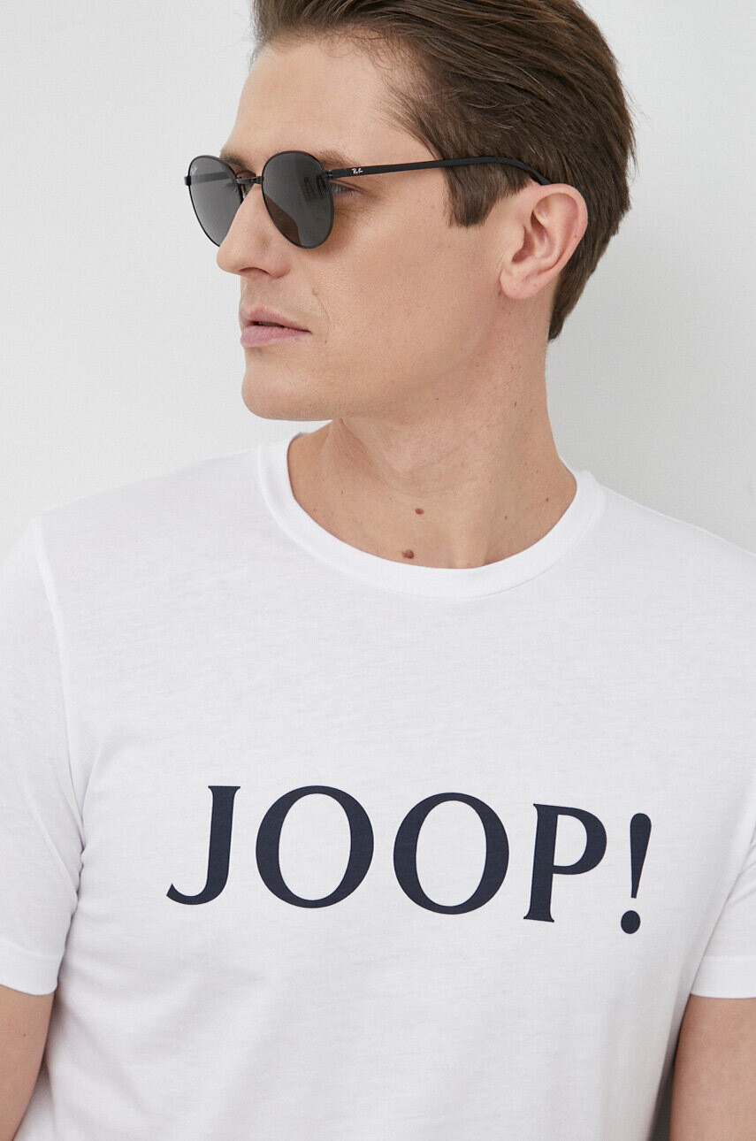 Joop! Памучна тениска в бяло с принт - Pepit.bg