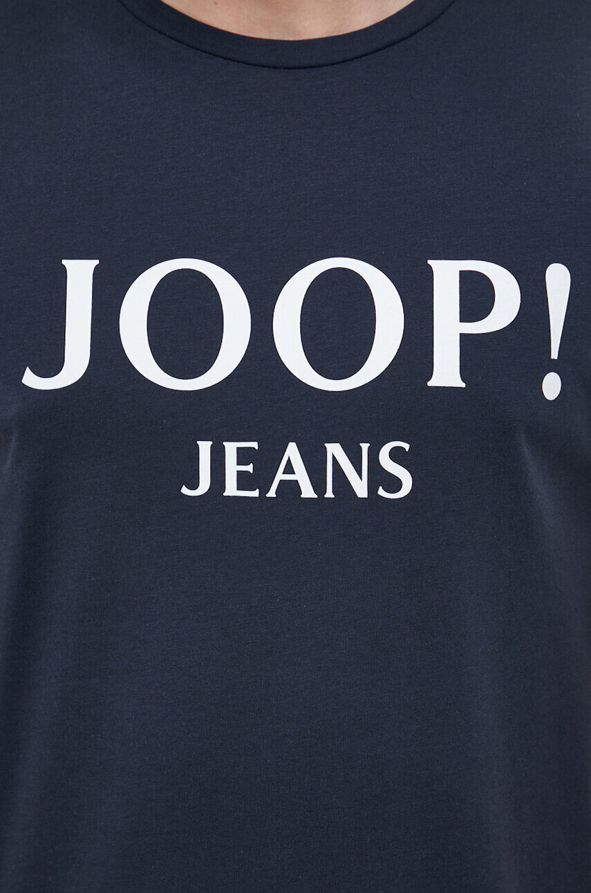 Joop! Памучна тениска в тъмносиньо с принт - Pepit.bg