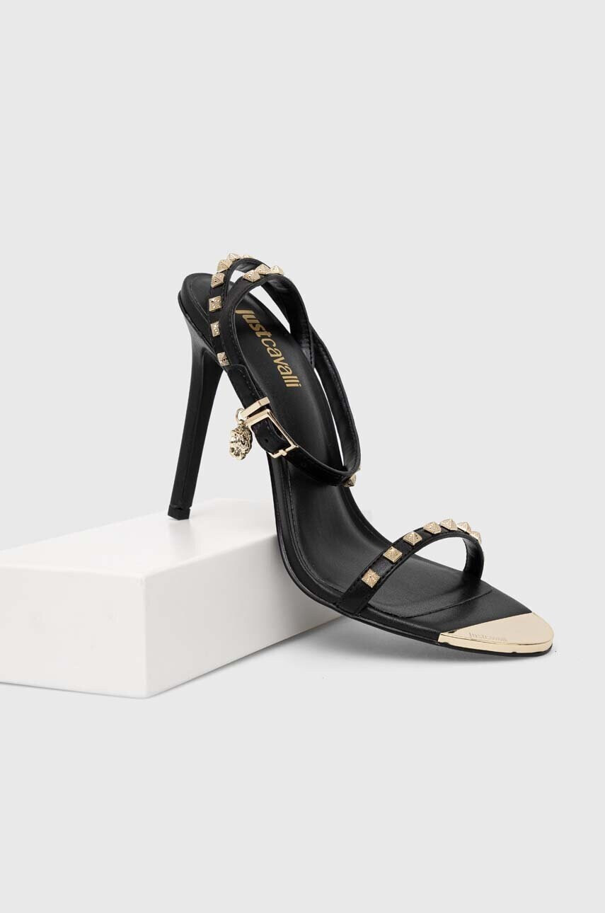 Just Cavalli Кожени сандали в черно 74RB3S20 - Pepit.bg