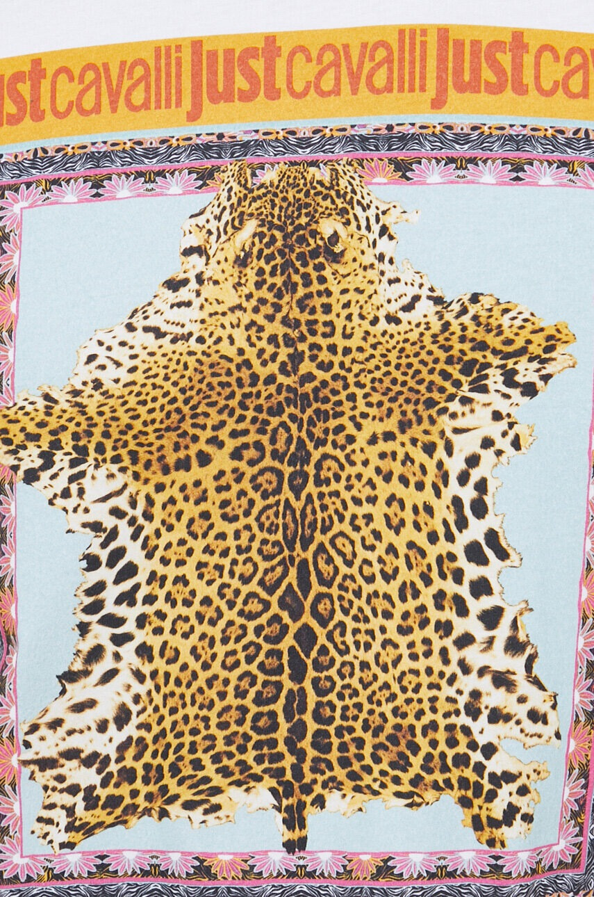 Just Cavalli Памучна тениска в бяло с принт - Pepit.bg