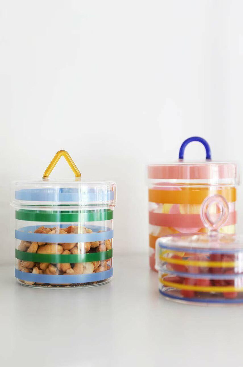 &k amsterdam Кутия с капак Jar Stripy - Pepit.bg