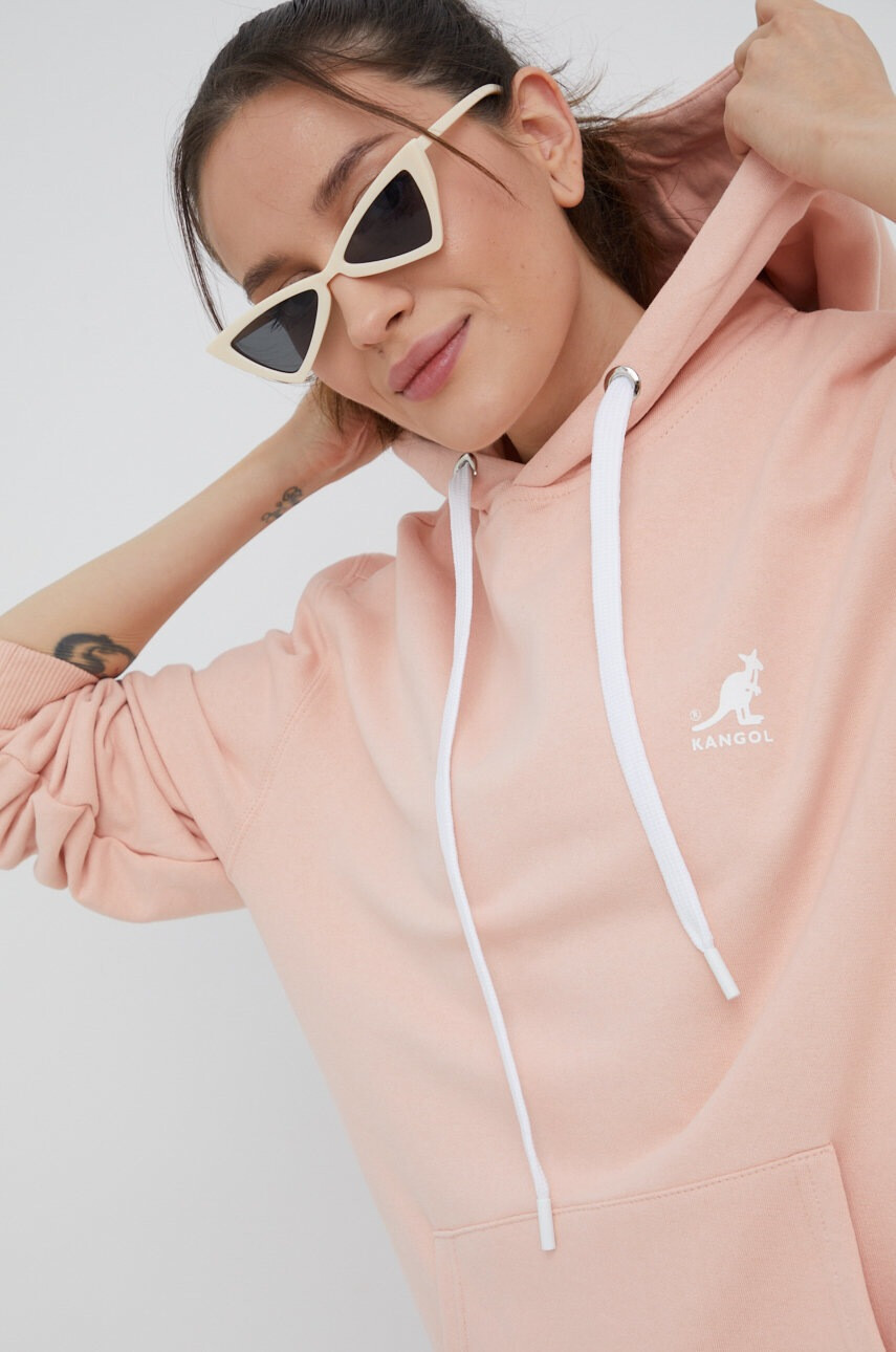 Kangol Памучен суичър в розово с изчистен дизайн - Pepit.bg
