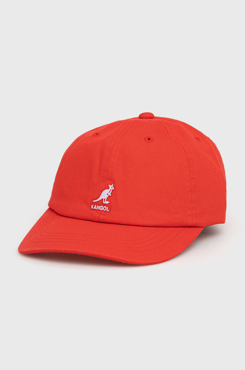 Kangol Памучна шапка в червено с апликация - Pepit.bg