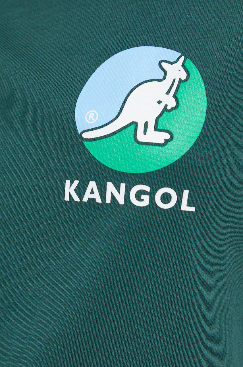Kangol Памучна тениска в зелено с принт - Pepit.bg