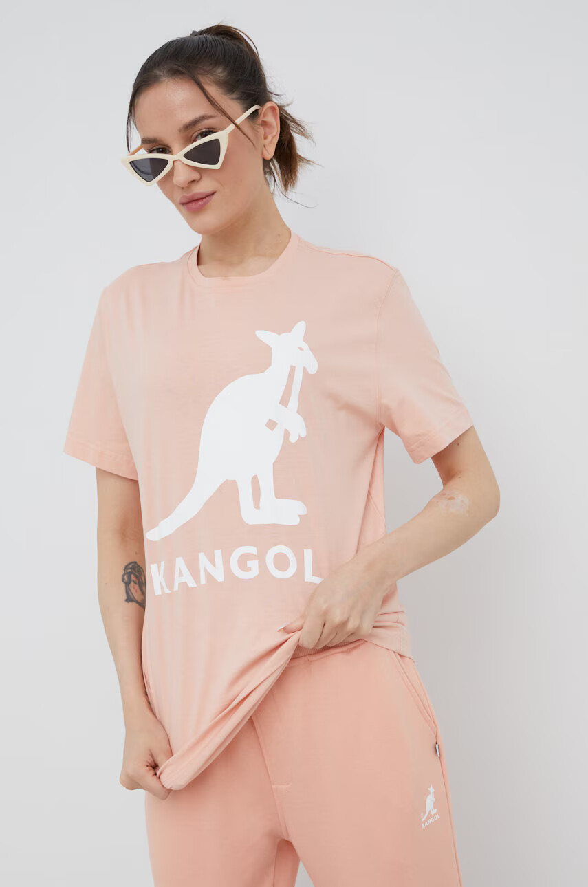 Kangol Памучна тениска в розово - Pepit.bg