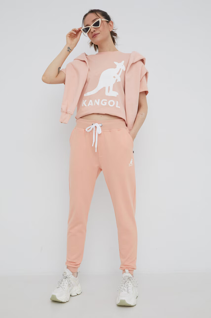 Kangol Памучна тениска в розово - Pepit.bg