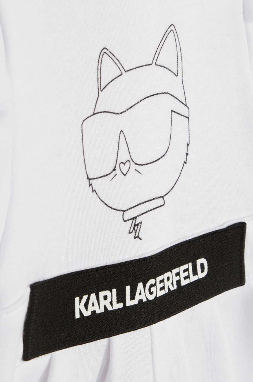 Karl Lagerfeld Бебешки памучен къс гащеризон в бяло от памук - Pepit.bg