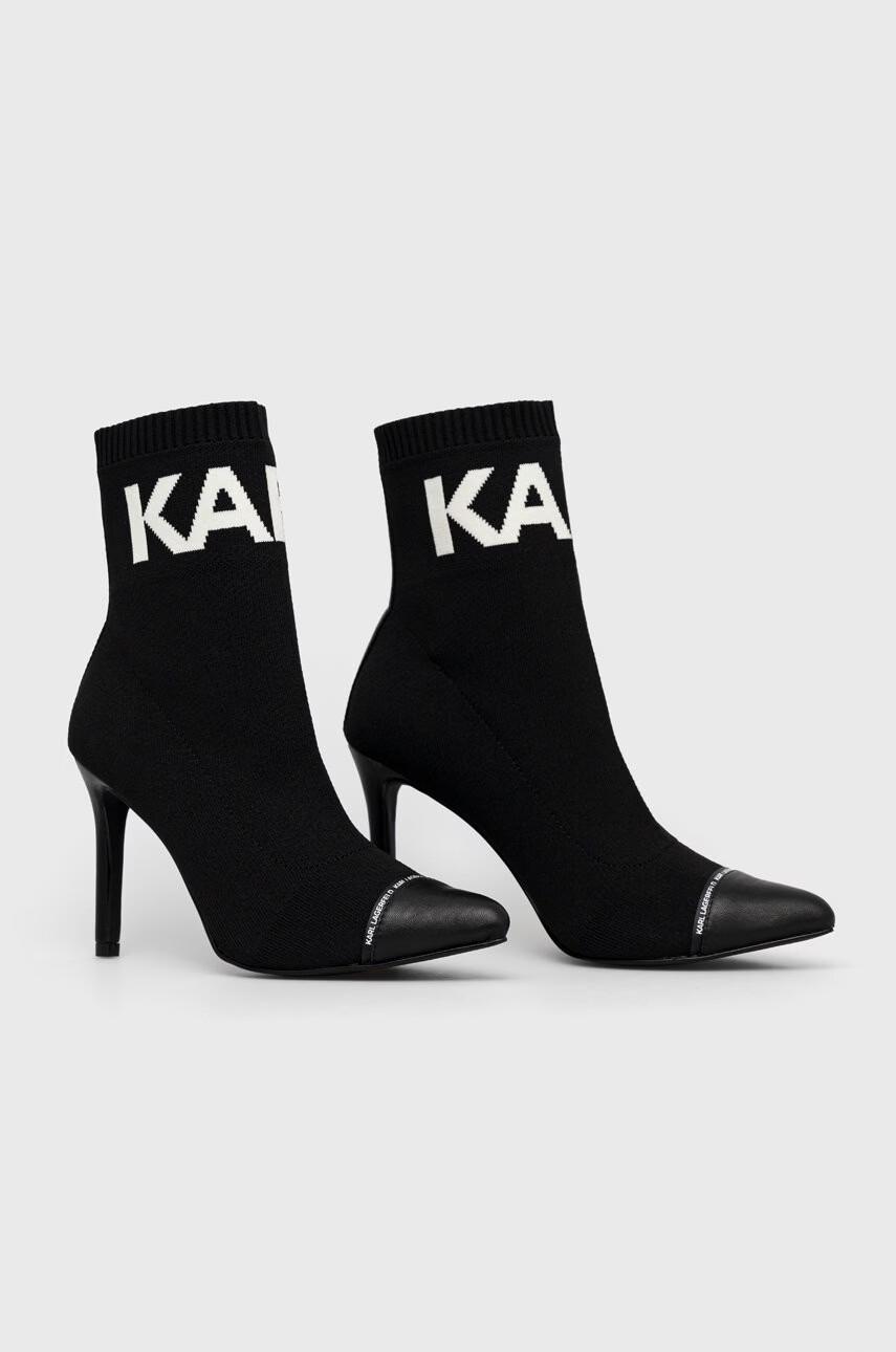 Karl Lagerfeld Боти Panache Hi в черно с ток стилето - Pepit.bg