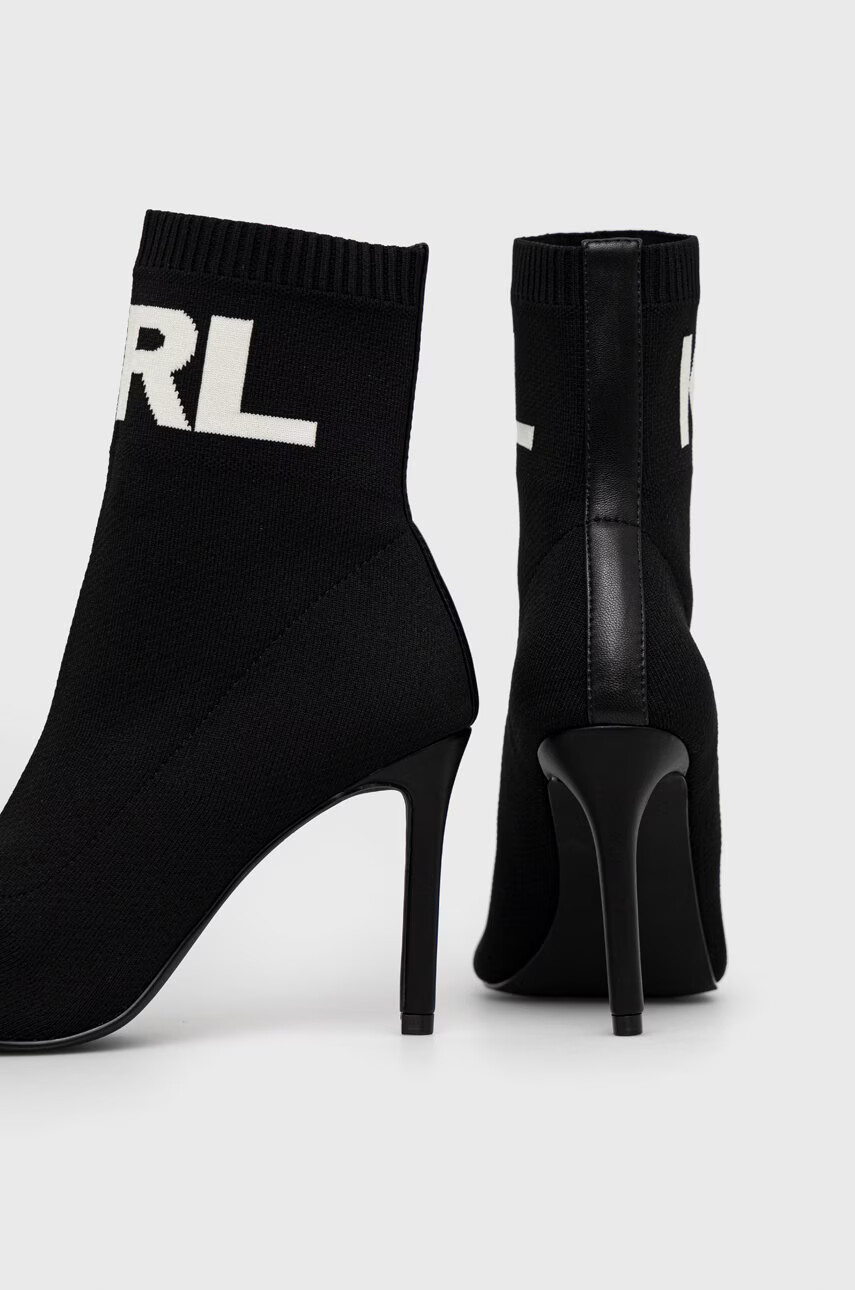 Karl Lagerfeld Боти Panache Hi в черно с ток стилето - Pepit.bg