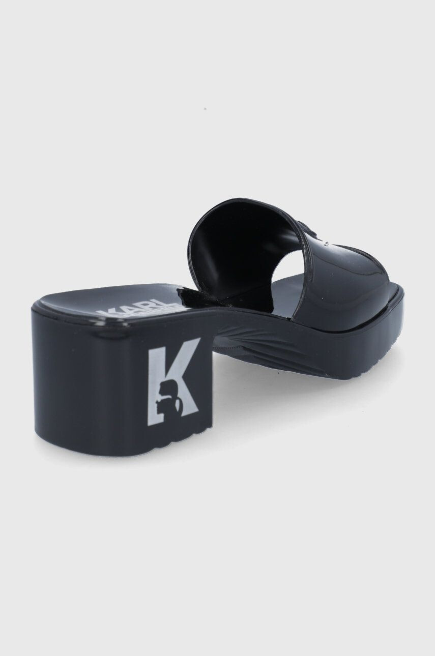 Karl Lagerfeld Чехли Jelly Blok Heel дамски в черно с висок ток KL83001 - Pepit.bg