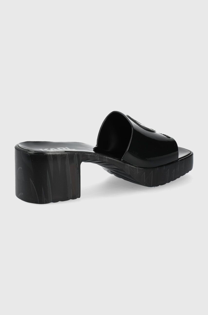 Karl Lagerfeld Чехли Jelly Blok Heel дамски в черно с висок ток KL83005 - Pepit.bg