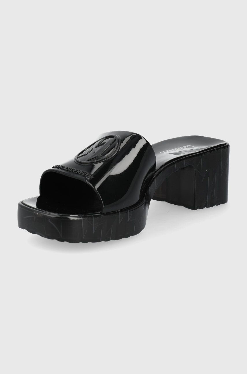 Karl Lagerfeld Чехли Jelly Blok Heel дамски в черно с висок ток KL83005 - Pepit.bg