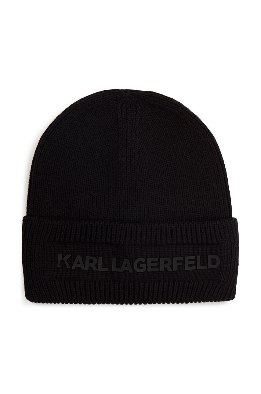 Karl Lagerfeld Детска памучна шапка в черно - Pepit.bg
