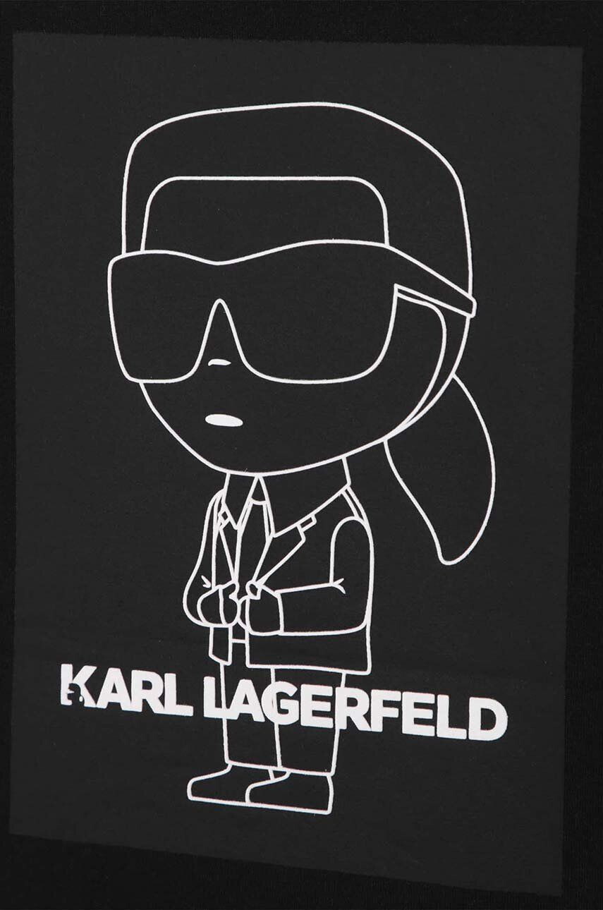 Karl Lagerfeld Детска памучна тениска в черно с принт - Pepit.bg