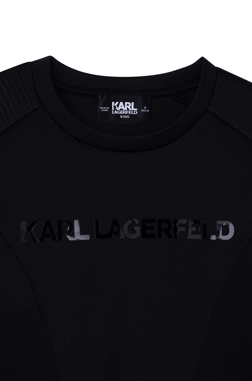 Karl Lagerfeld Детска рокля в черно къс модел разкроен модел - Pepit.bg