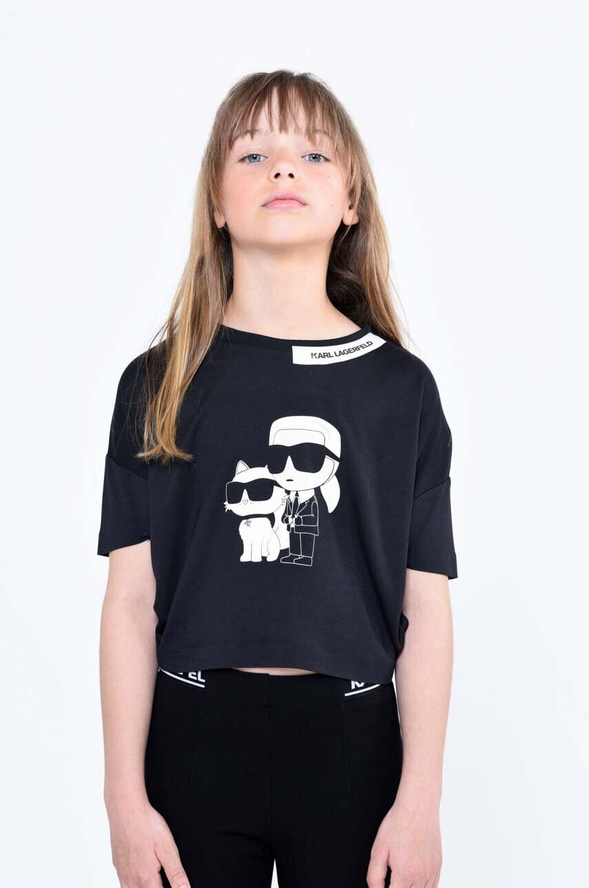 Karl Lagerfeld Детска тениска в черно - Pepit.bg