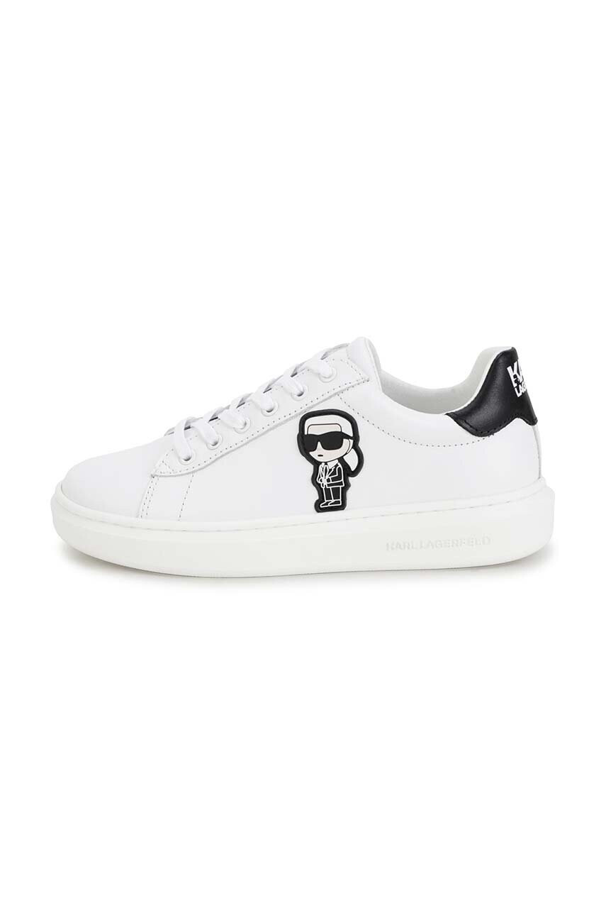 Karl Lagerfeld Детски кожени маратонки в бяло - Pepit.bg