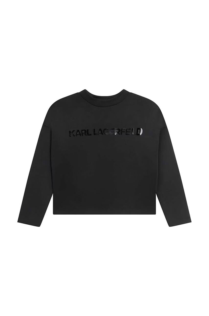 Karl Lagerfeld Детски суичър в черно с принт - Pepit.bg