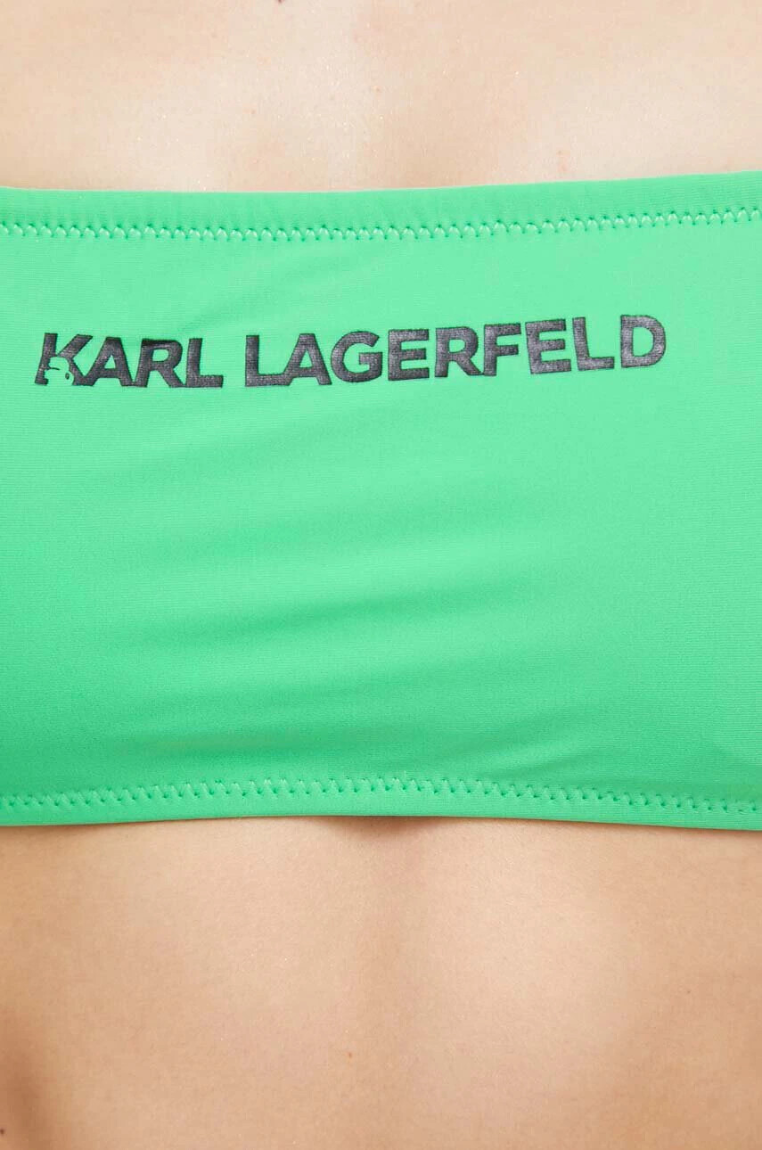 Karl Lagerfeld Горнище на бански в зелено с леко подплатена чашка - Pepit.bg
