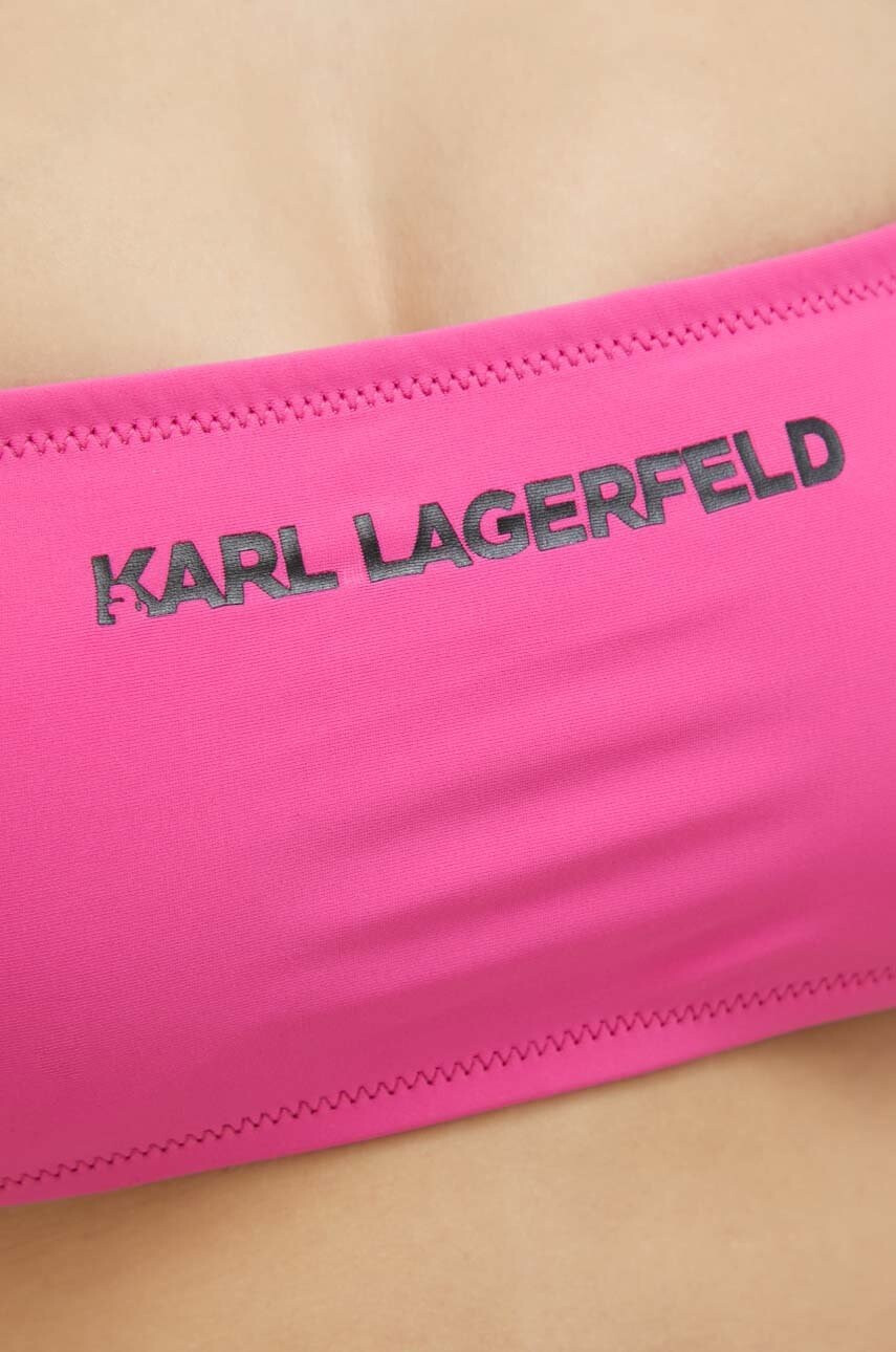 Karl Lagerfeld Горнище на бански в розово с леко подплатена чашка - Pepit.bg