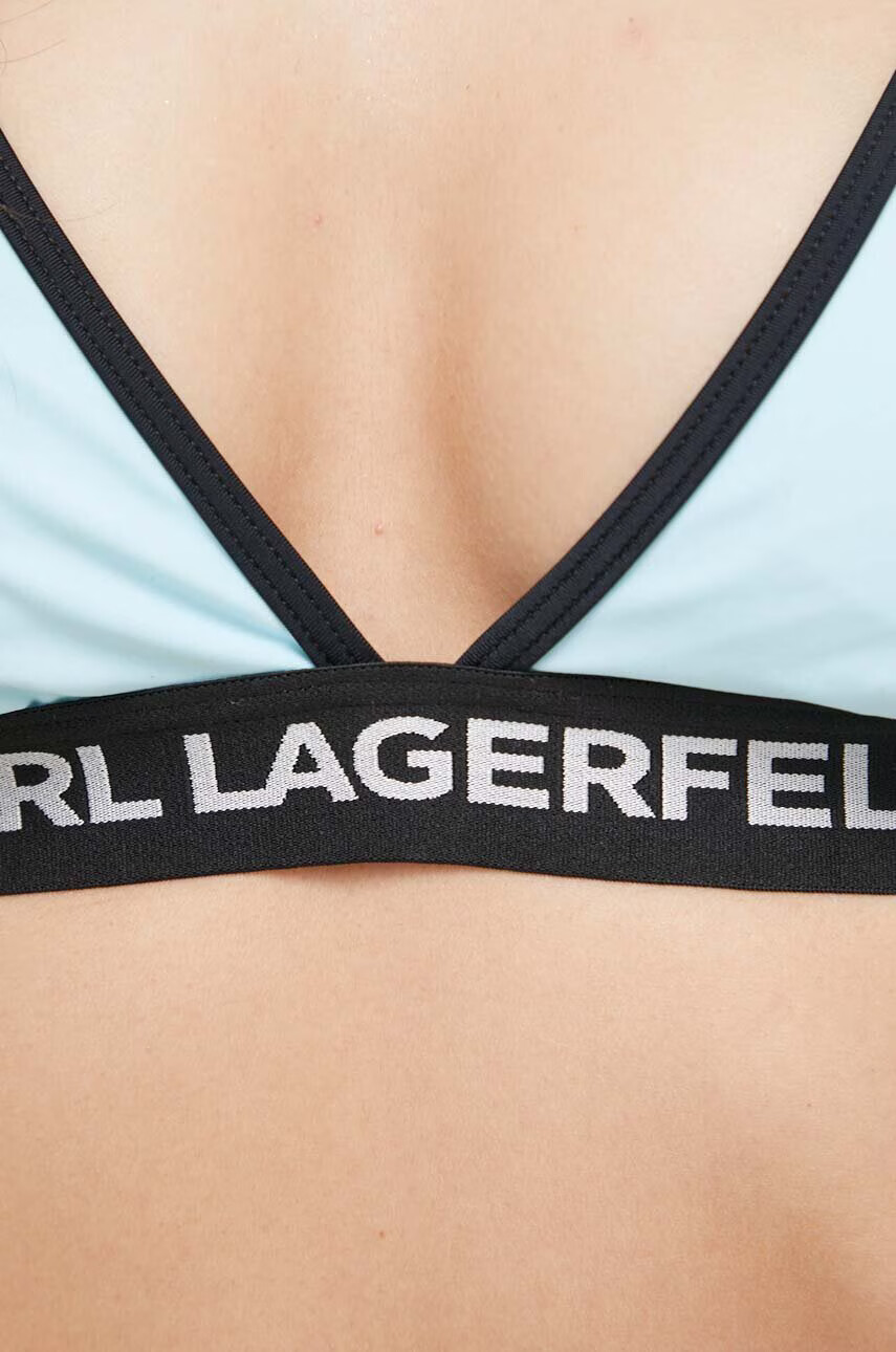 Karl Lagerfeld Горнище на бански в синьо с леко подплатена чашка - Pepit.bg