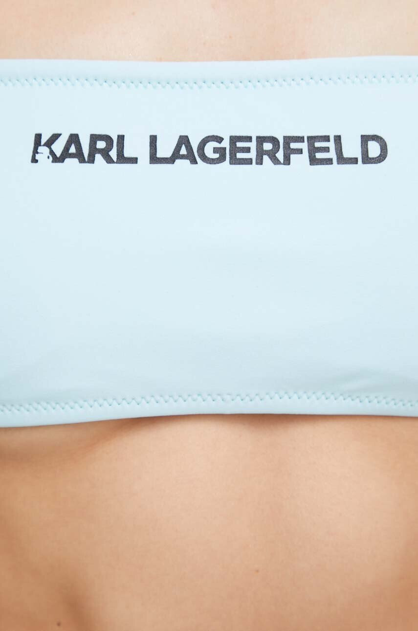Karl Lagerfeld Горнище на бански в синьо с леко подплатена чашка - Pepit.bg