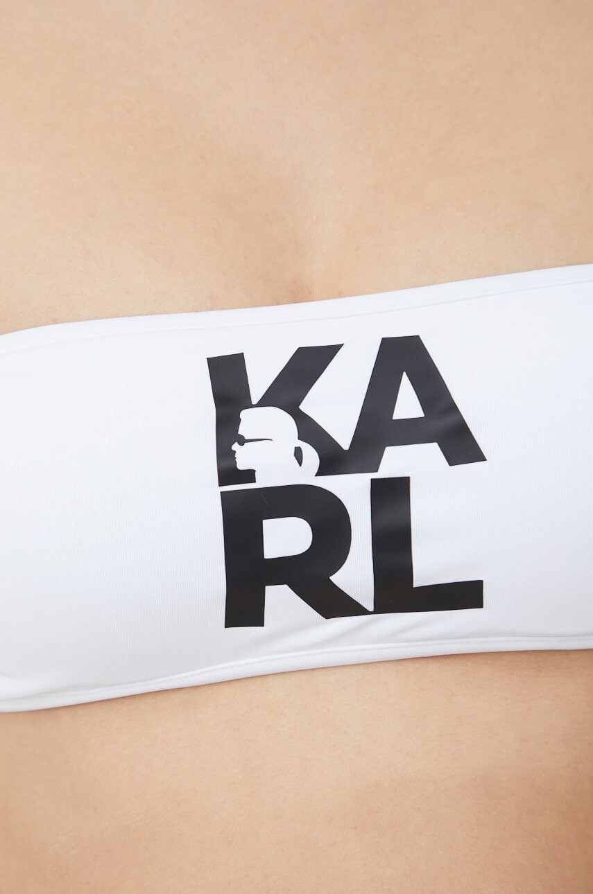 Karl Lagerfeld Горнище на бански в бяло с подплатена чашка - Pepit.bg