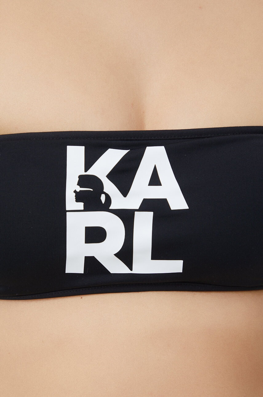 Karl Lagerfeld Горнище на бански в черно с подплатена чашка - Pepit.bg
