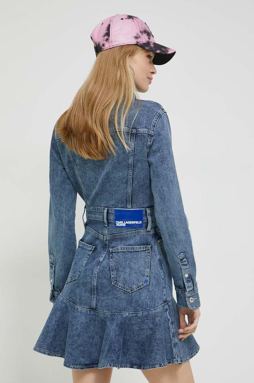 Karl Lagerfeld Jeans Дънкова рокля в синьо къс модел със стандартна кройка - Pepit.bg