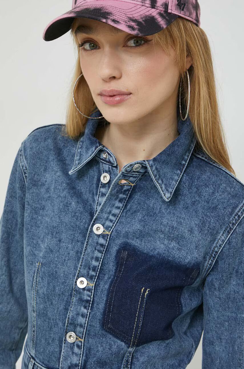 Karl Lagerfeld Jeans Дънкова рокля в синьо къс модел със стандартна кройка - Pepit.bg