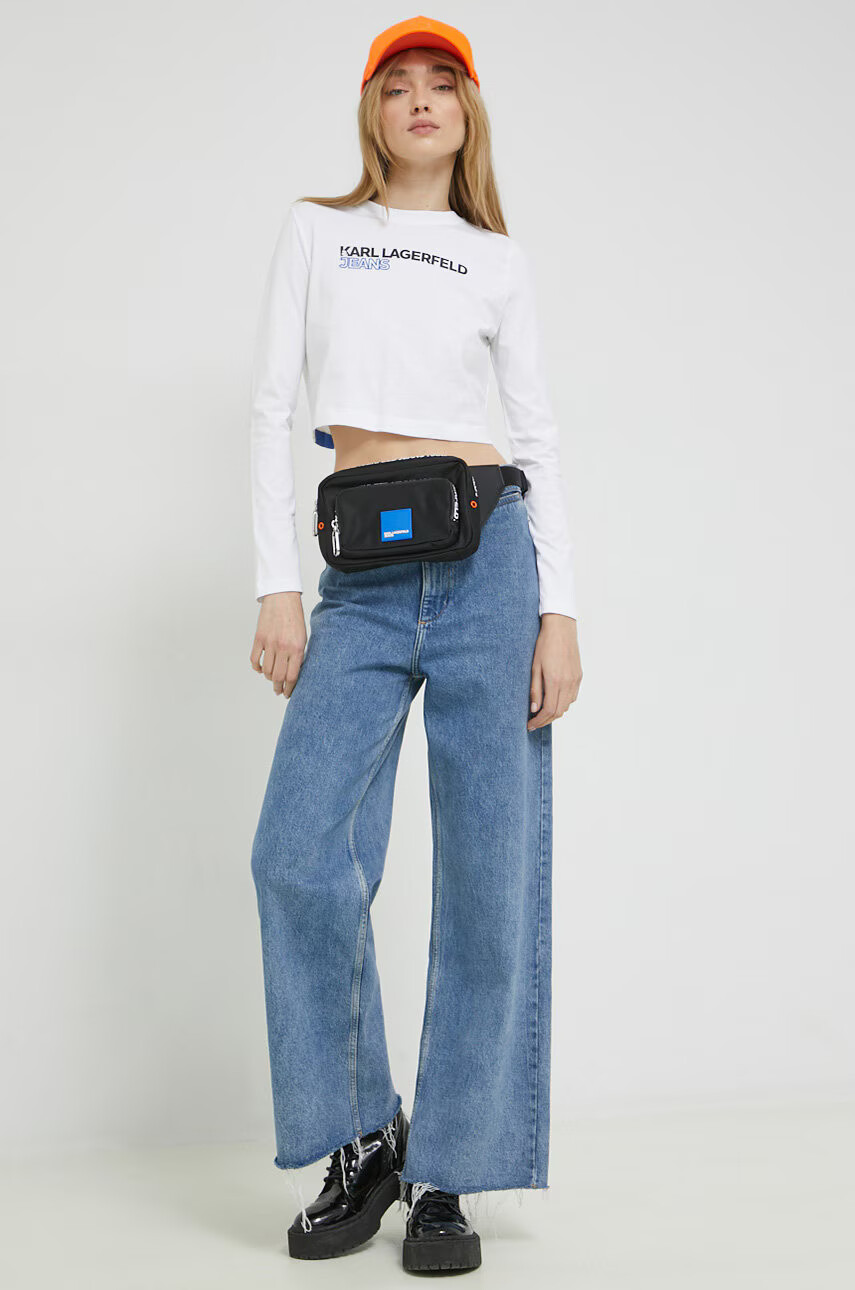 Karl Lagerfeld Jeans Памучна блуза с дълги ръкави в бяло - Pepit.bg