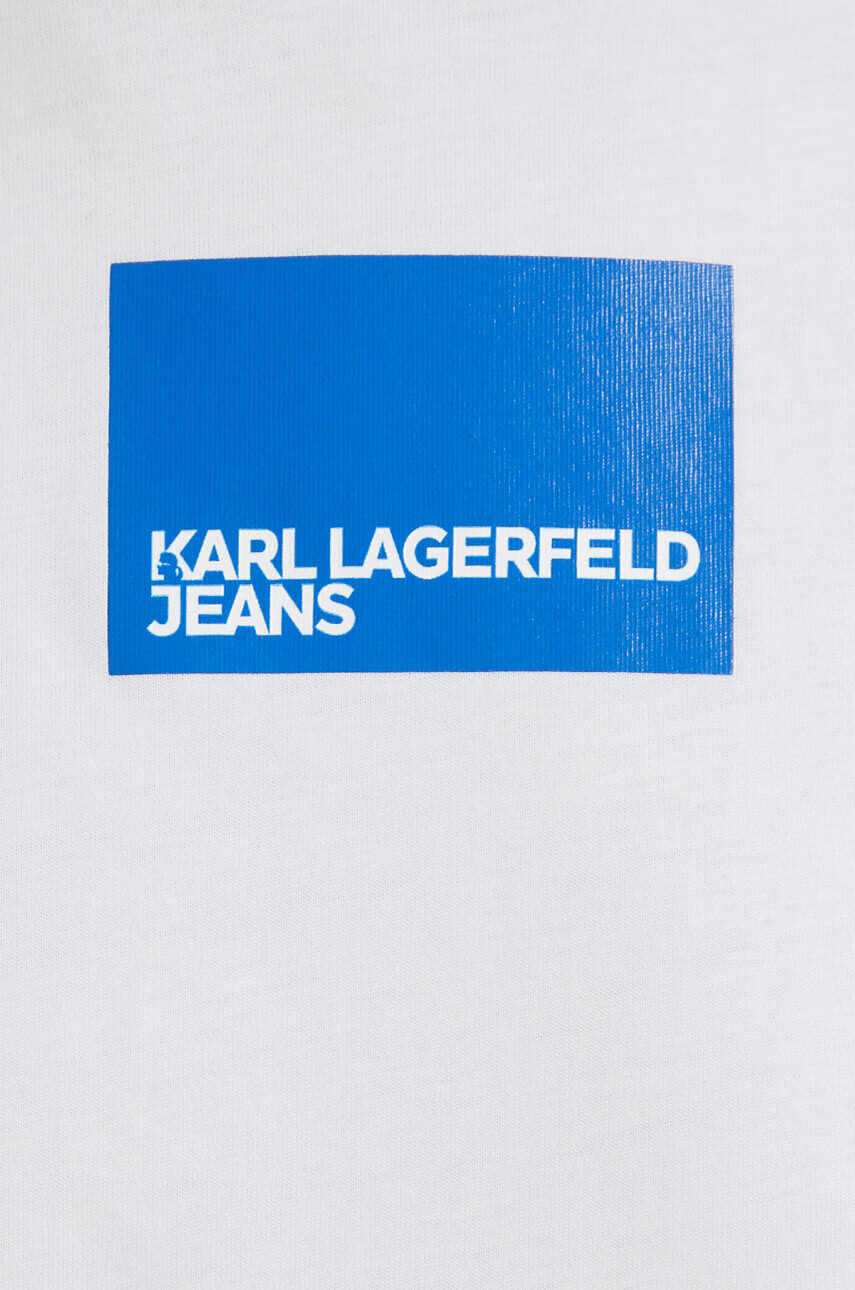 Karl Lagerfeld Jeans Памучна рокля в бяло къс модел с уголемена кройка - Pepit.bg