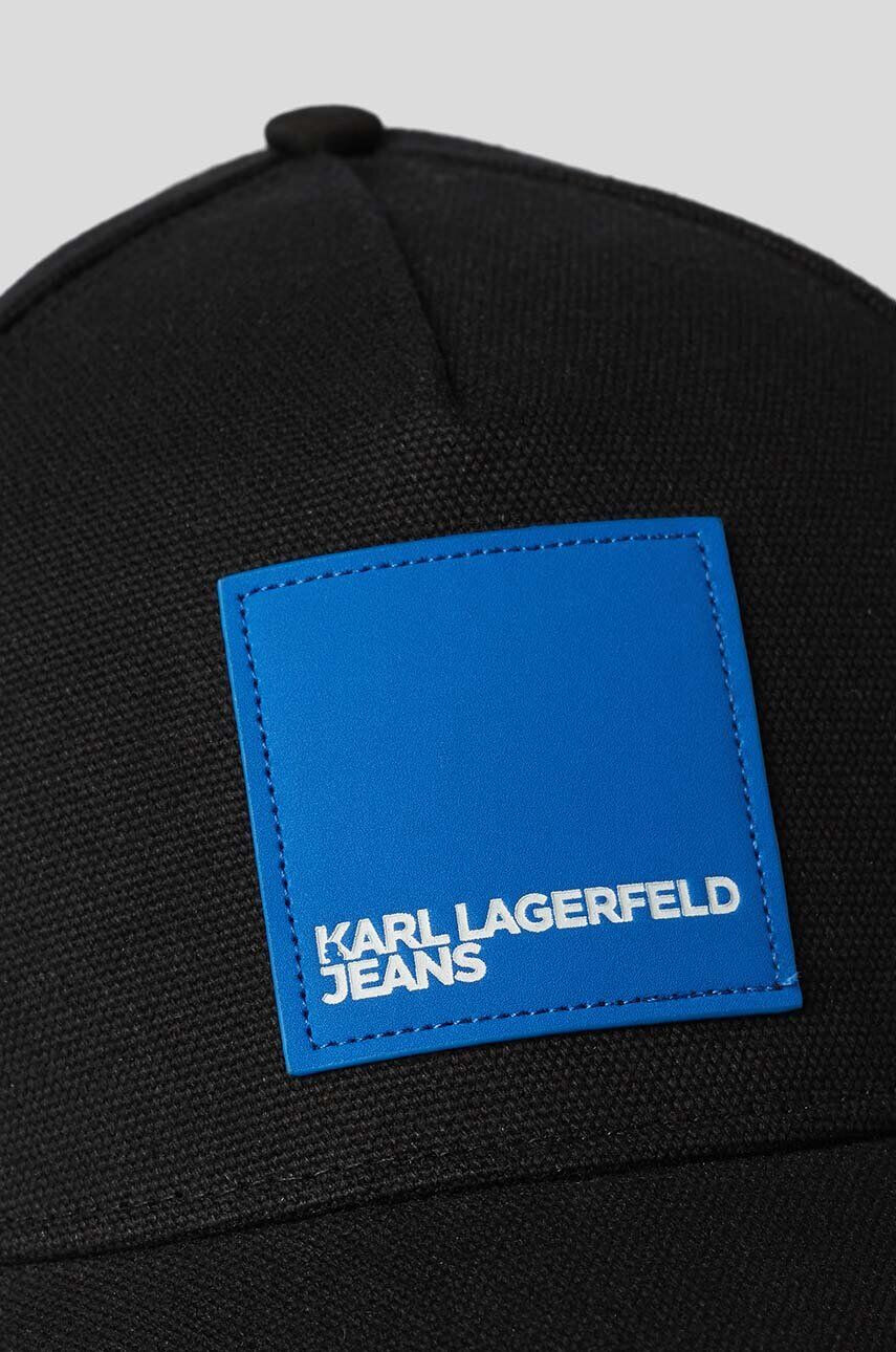 Karl Lagerfeld Jeans Памучна шапка с козирка в черно с апликация - Pepit.bg