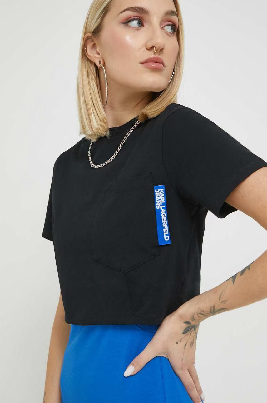 Karl Lagerfeld Jeans Памучна тениска в черно - Pepit.bg