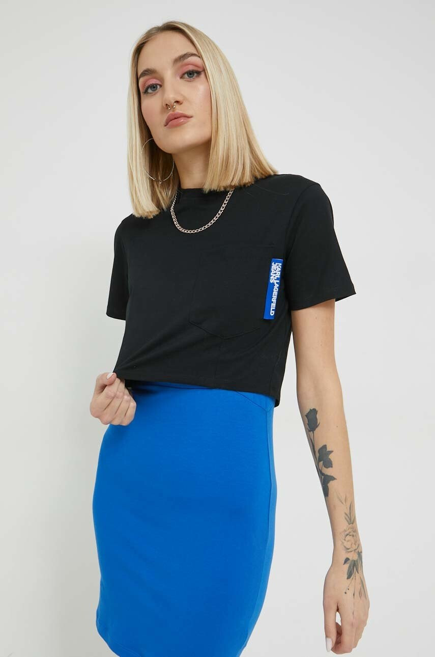 Karl Lagerfeld Jeans Памучна тениска в черно - Pepit.bg